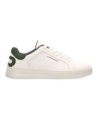 Scotch & Soda Pantofi sport de piele cu logo - Alb fildes/Verde feriga