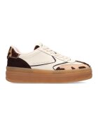Scotch & Soda Pantofi sport de piele si piele cu par scurt cu model - Maro inchis/Bej deschis
