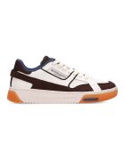 Scotch & Soda Pantofi sport low-cut de piele si piele intoarsa cu insertii de plasa - Maro inchis/Alb murdar