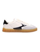 Scotch & Soda Pantofi sport wedge cu garnituri de piele intoarsa - Alb fildes/Negru/Gri deschis