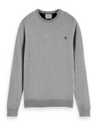 Scotch & Soda Pulover tricotat fin cu decolteu la baza gatului Essentials - Gri
