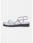 Scotch & Soda Sandale flatform din piele cu toc patrat - Lila/Verde deschis