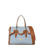  SECRET PON PON. - Geanta crossbody din denim cu garnituri din piele ecologica Valoria Chic - Maro cognac/Bleumarin