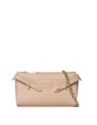  SECRET PON PON. - Geanta crossbody din piele ecologica cu bareta din lant - Roz prafuit