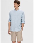 Selected Homme Camasa din in cu guler Mao - Albastru azur