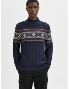 Selected Homme Pulover cu model si guler scurt - Bleumarin