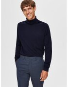 Selected Homme Pulover de bumbac cu guler inalt - Bleumarin