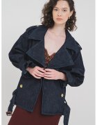 SELF-PORTRAIT Jacheta de denim cu revere decupate - Albastru ultramarin