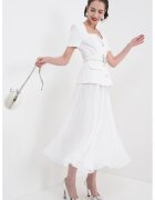 SELF-PORTRAIT Rochie combi cu pliuri - Alb optic