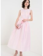 SELF-PORTRAIT Rochie evazata cu o curea in talie - Roz pastel