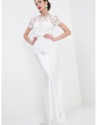 SELF-PORTRAIT Rochie lunga cu model 2in1 si dantela florala - Alb optic/Transparent