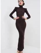 SELF-PORTRAIT Rochie maxi elastica - Maro inchis