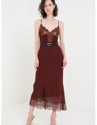 SELF-PORTRAIT Rochie midi cu croiala pe bie si detalii de dantela - Maro inchis