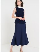 SELF-PORTRAIT Rochie midi din amestec de lana cu design 2in1 - Bleumarin