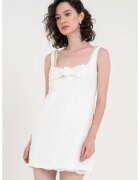 SELF-PORTRAIT Rochie mini cu detalii brodate cu aplicatie cu funda - Alb murdar