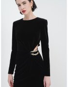 SELF-PORTRAIT Rochie mini de catifea cu decupaj si lant decorativ - Negru