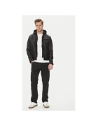 Serge Pariente Geaca din piele barbati SEAN HOOD - Piele naturala - Negru - Negru