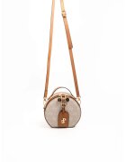 SilverPolo Geanta crossbody cu fermoar si model - Bej inchis/Caramel