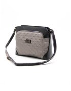 SilverPolo Geanta crossbody de piele ecologica cu buzunare cu fermoar - Negru/Argintiu inchis