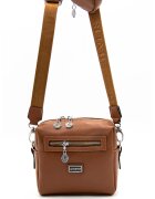SilverPolo Geanta crossbody de piele ecologica cu etui detasabil - Caramel
