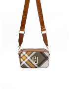 SilverPolo Geanta crossbody de piele ecologica cu logo metalic - Alb/Maro scortisoara/Kaki