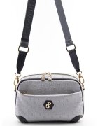 SilverPolo Geanta crossbody de piele ecologica cu model logo - Gri antracit/Argintiu