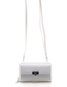 SilverPolo Geanta crossbody din piele ecologica cu aspect stralucitor - Alb/Argintiu