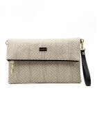 SilverPolo Geanta crossbody din piele ecologica cu aspect tesut - Alb/Bej