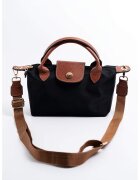 SilverPolo Geanta crossbody din piele ecologica cu bareta ajustabila - Negru/Maro scortisoara