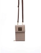 SilverPolo Geanta crossbody din piele ecologica cu model in carouri - Maro inchis/Bej deschis