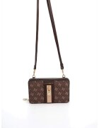 SilverPolo Geanta crossbody din piele ecologica cu model - Maro - Maro inchis - 11x19x5