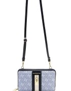 SilverPolo Geanta crossbody din piele ecologica cu monograma - Negru/Albastru deschis