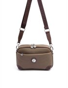 SilverPolo Geanta crossbody din piele ecologica - Maro inchis - Maro inchis/Kaki - 18x27x7