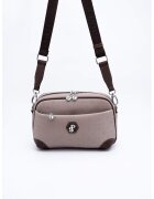 SilverPolo Geanta crossbody din piele ecologica - Maro inchis - Maro inchis/Roz prafuit - 18x27x7