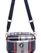 SilverPolo Geanta crossbody in carouri - Alb/Bleumarin
