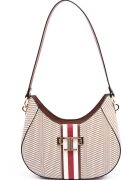 SilverPolo Geanta de piele ecologica cu bareta de umar si model - Alb - Alb/Maro - 15x24x7