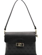 SilverPolo Geanta de piele ecologica cu bareta de umar si model - Negru - Negru/Gri inchis - 17x25x10