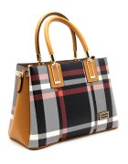 SilverPolo Geanta de piele ecologica cu manere - Alb/Caramel/Bleumarin