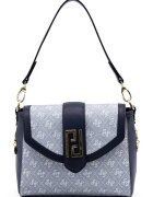 SilverPolo Geanta de umar cu model monograma - Albastru deschis/Bleumarin
