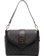 SilverPolo Geanta din piele ecologica cu bareta de umar si model - Negru - Negru - 21x26x12