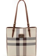 SilverPolo Geanta tote cu model - Maro/Crem