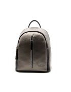 SilverPolo Portofel de piele ecologica cu fermoar - Negru/Maro taupe
