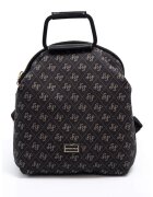 SilverPolo Rucsac cu model monograma - Negru stins/Bej deschis
