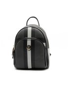 SilverPolo Rucsac de piele ecologica cu logo metalic - Alb/Negru/Gri antracit