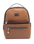 SilverPolo Rucsac din piele ecologica cu buzunare cu fermoar - Caramel