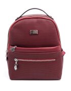 SilverPolo Rucsac din piele ecologica cu buzunare cu fermoar - Visiniu