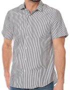 Sinequanone Camasa barbati dungi - alb negru - bumbac/poliester - croiala slim fit