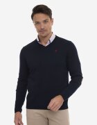 Sir Raymond Tailor Pulover de bumbac cu decolteu in V - Bleumarin