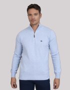 Sir Raymond Tailor Pulover din bumbac cu fenta cu fermoar - Albastru melange