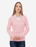 Sir Raymond Tailor Pulover slim fit cu decolteu in V - Roz